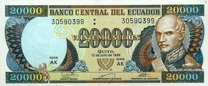Ekwador 20 000 sucres Gabriel G. Moreno 1999 P-129g.2