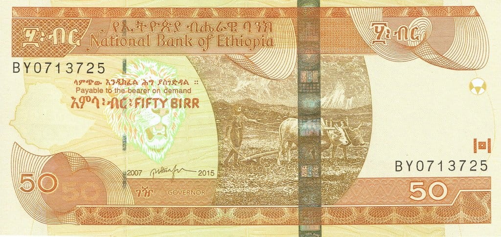 Etiopia 50 Birr Zamek 2015 P-51g