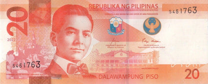 Filipiny 20 piso Łaskun palmowy 2022 P-230a.1