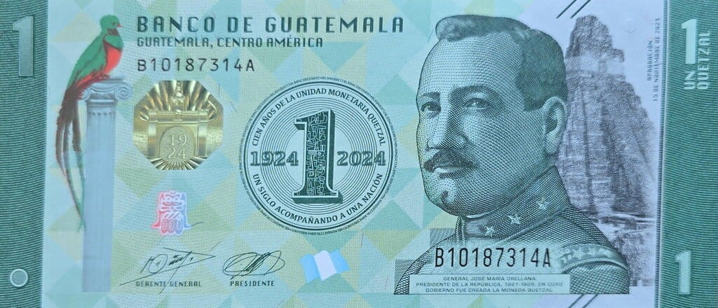 Gwatemala 1 Quetzal 100-lecie quetzala 2024 P-129