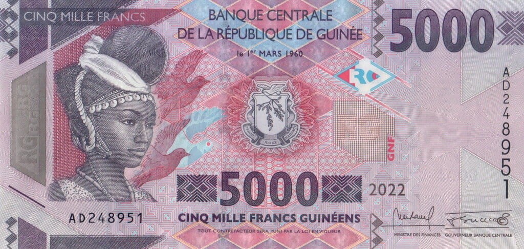 Gwinea 5000 franków Kukurydza 2022 P-49d