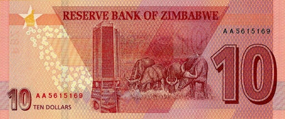 Zimbabwe 10 $ Bawoły 2020 P-103