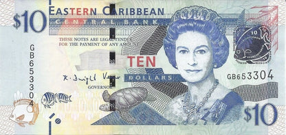 Karaiby Wschodnie 10 $ Żaglowiec Warspite 2015 P-52b