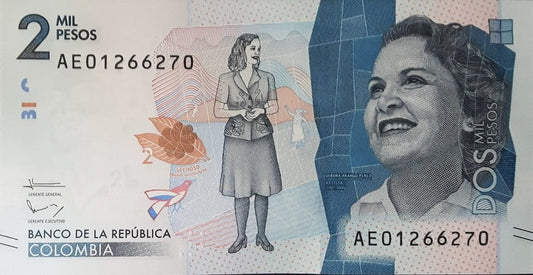 Kolumbia 2000 peso D. Arango Ptaki 2016 P-458b