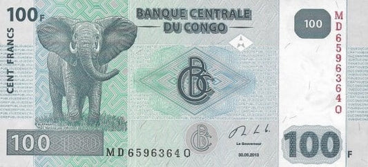 Kongo 100 franków Słoń 2013 P-98b