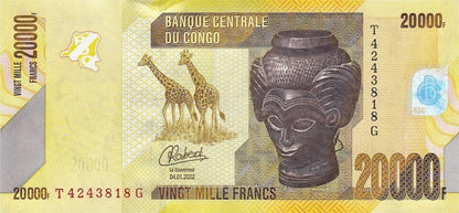 Kongo 20 000 CFA Żyrafy 2022 P-104d