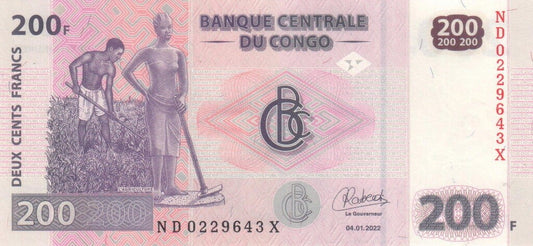 Kongo 200 franków Bębny 2022 P-99Ba