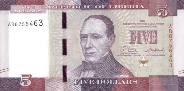 Liberia 5 dolarów Zbiory 2017 P-31b