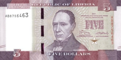 Liberia 5 dolarów Zbiory 2017 P-31b