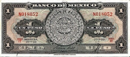 Meksyk 1 Peso Kalendarz Azteków 1959 P-59f