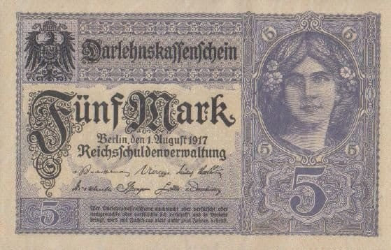 Niemcy Republika Weimarska 5 m kobieta 1917 P-56b