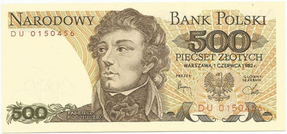 PRL 500 zł Tadeusz Kościuszko 1982 P-145d DU