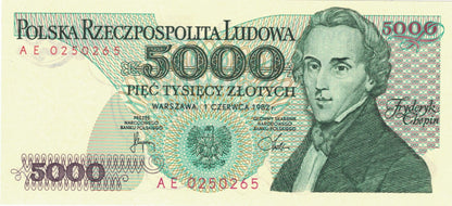 PRL 5000 zł Fryderyk Chopin 1982 P-150a AE
