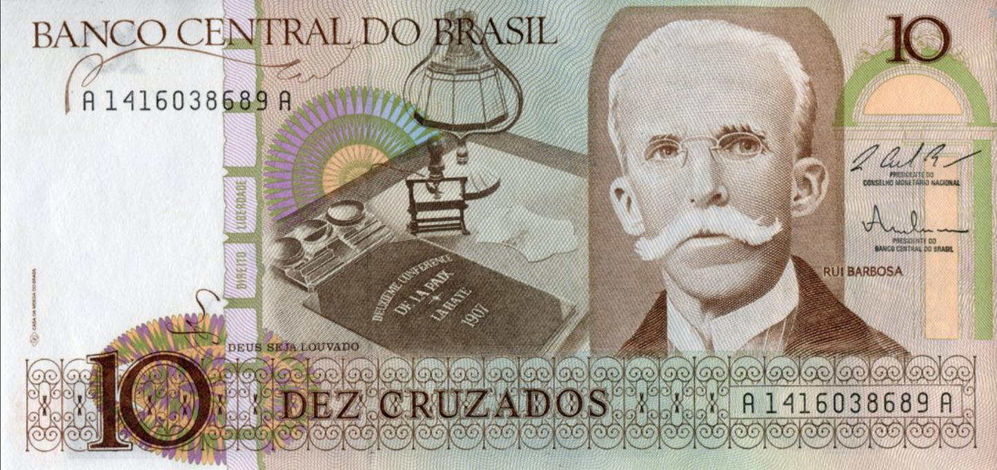 Brazylia 10 cruzados Rui Barbosa 1987 P-209b
