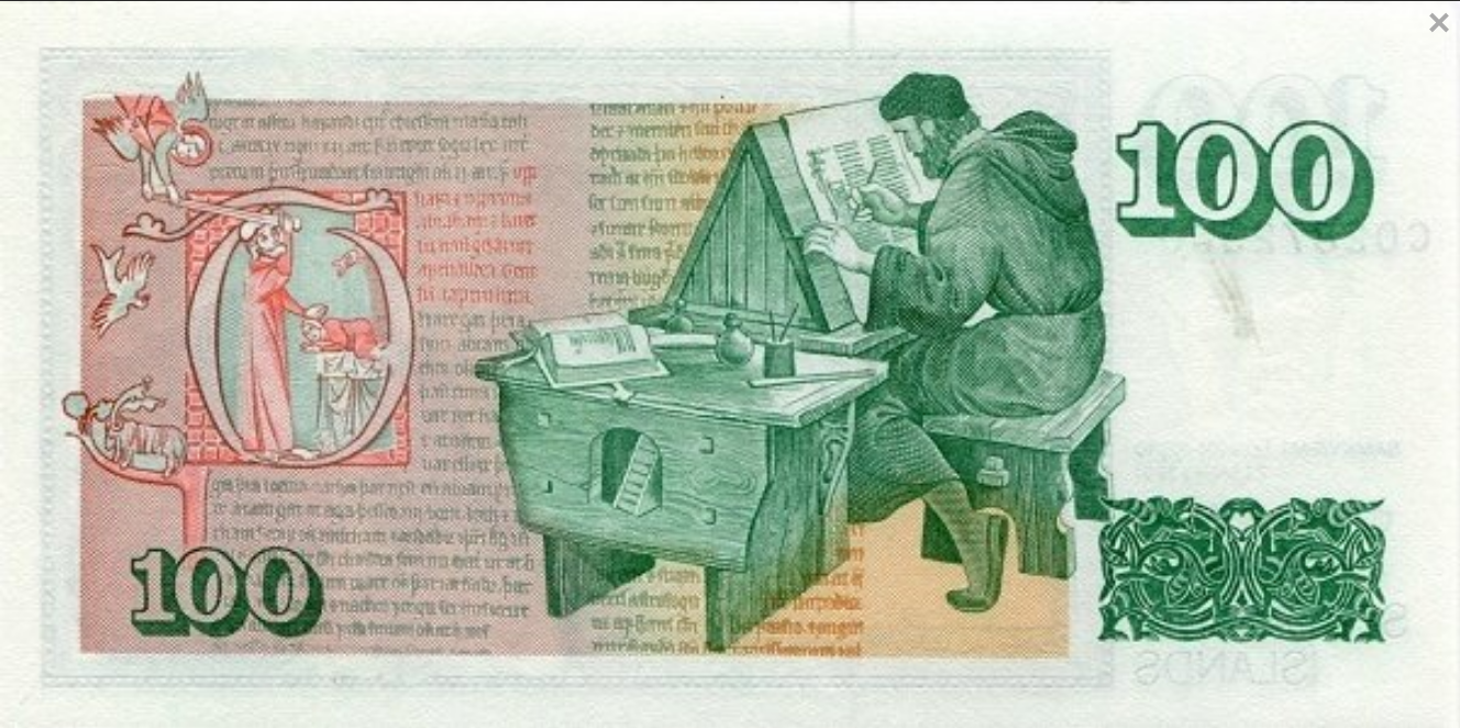 Islandia 100 koron Pergaminy 1981 P-50