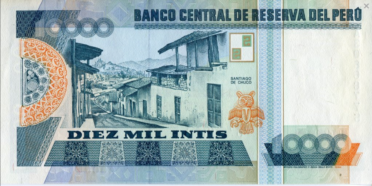 Peru 10 000 intis Chuco 1988 P-140