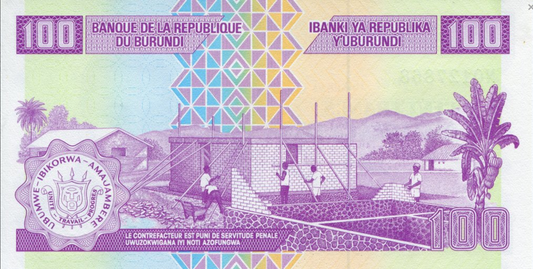 Burundi 100 franków Budowa 2011 P-44b