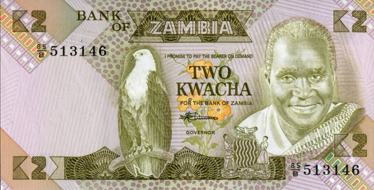 Zambia 2 kwacha Ptak 1986-88 P-24c