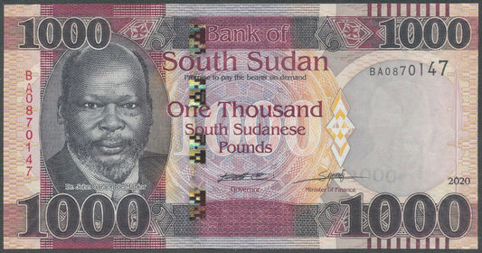 Sudan Południowy 1000 funtów Struś 2020 P-17