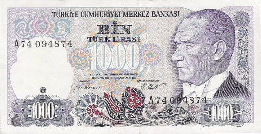 Turcja 1000 lira Sułtan Mehmet 1986+ P-196