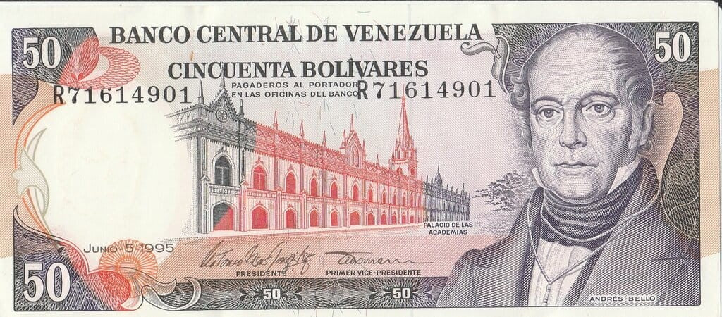 Wenezuela 50 Boliwarów Andres Bello 1995 P-65e