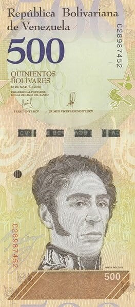 Wenezuela 500 Boliwarów Turpial 2018 P-108a