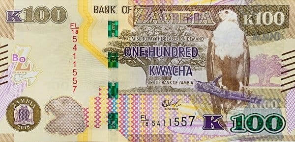 Zambia 100 kwacha Bawół 2018 P-61b