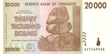 Zimbabwe 20 000 $ Skały Chiremba 2008 P-73a